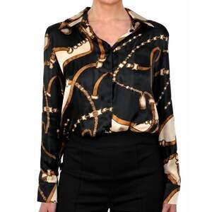 NEW ASTRID horsebit button down woven shirt in black